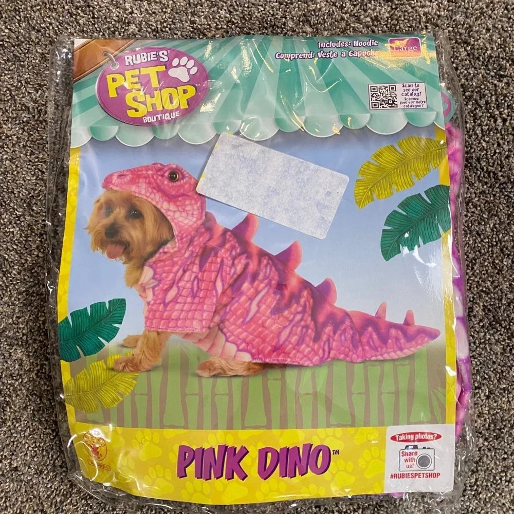Rubie's Pet Shop Boutique PINK DINO Dinosaur‎ Dog Halloween Costume Size Large